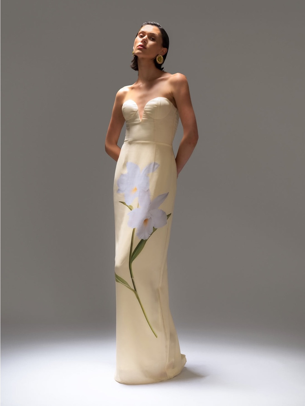 Katie May Ursula Yellow Strapless Floral Gown - Picture 6 of 15